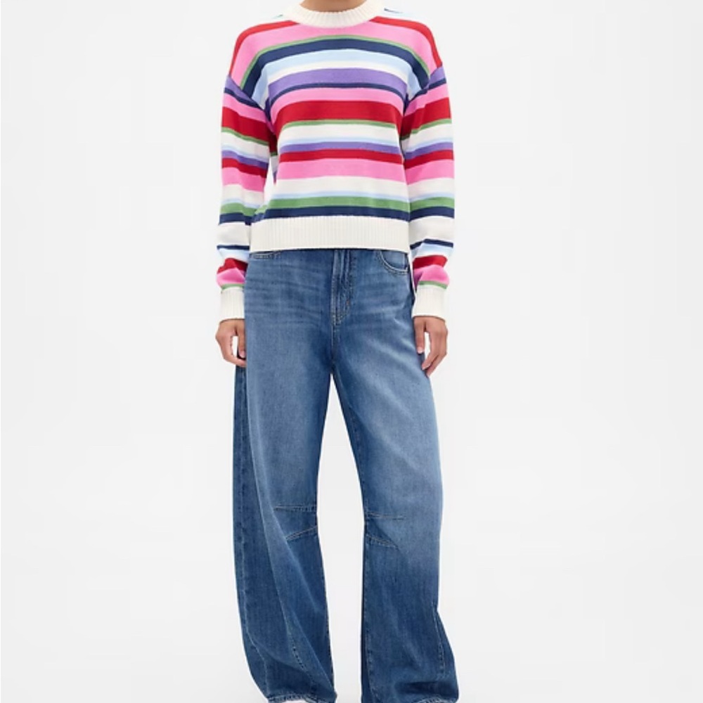 GAP Striped Multicolor Women's Sweater 100% Cotton (Size M) - Picture 4 of 9